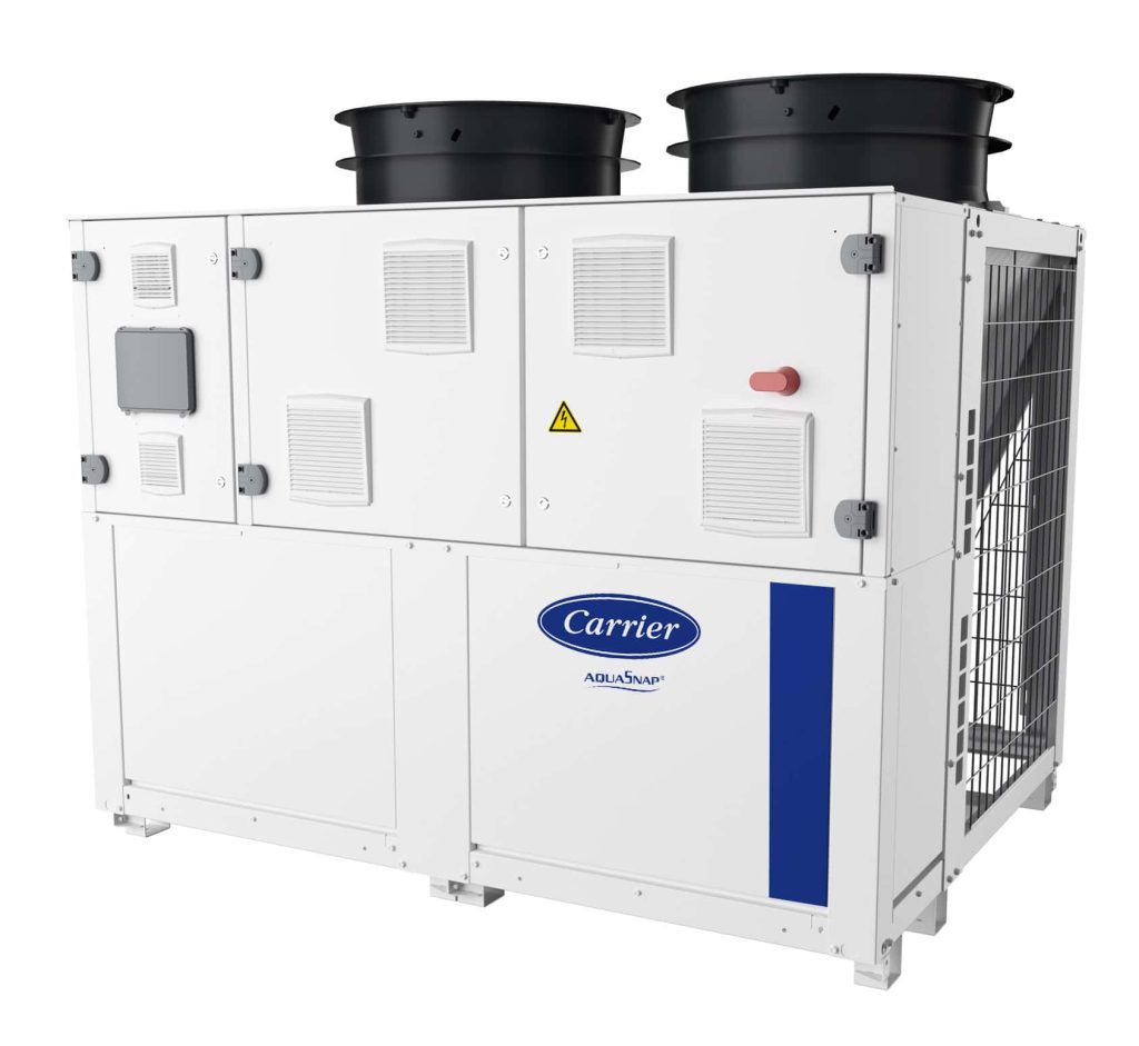 Image shows Carrier's AquaSnap 61AQ commercial heat pump