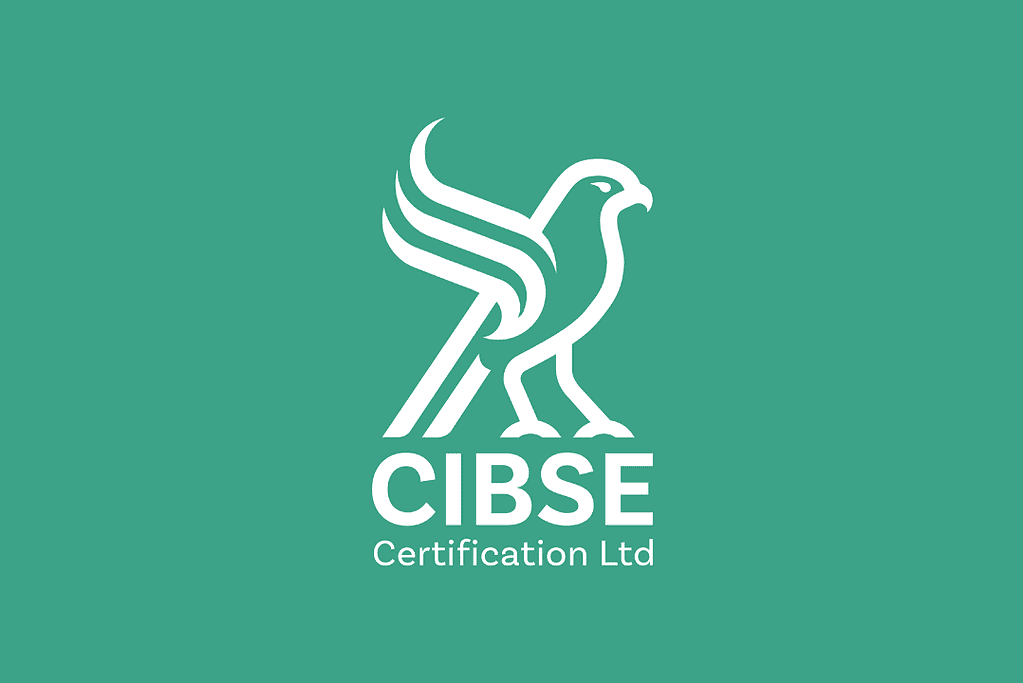 CIBSE heat pump certification logo on a green background.