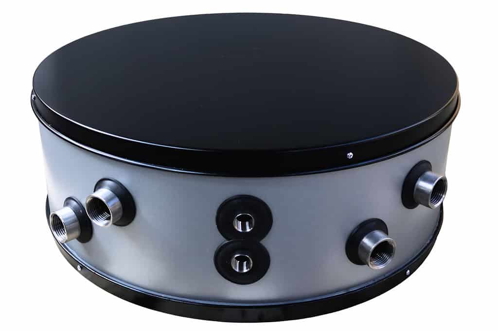 Image shows he Pancake Buffer Vessel, designed for heat pump installations where available space is limited.