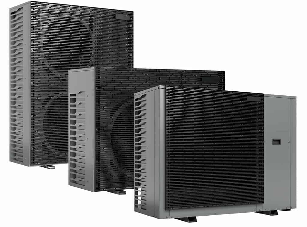 Image shows R290 commercial heat pumps from Rinnai