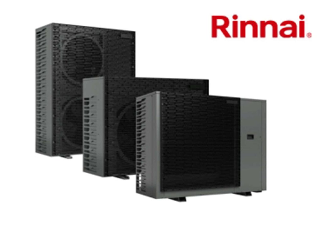 Hybrid solution: Rinnai heat pump units for efficient heating and cooling solutions.