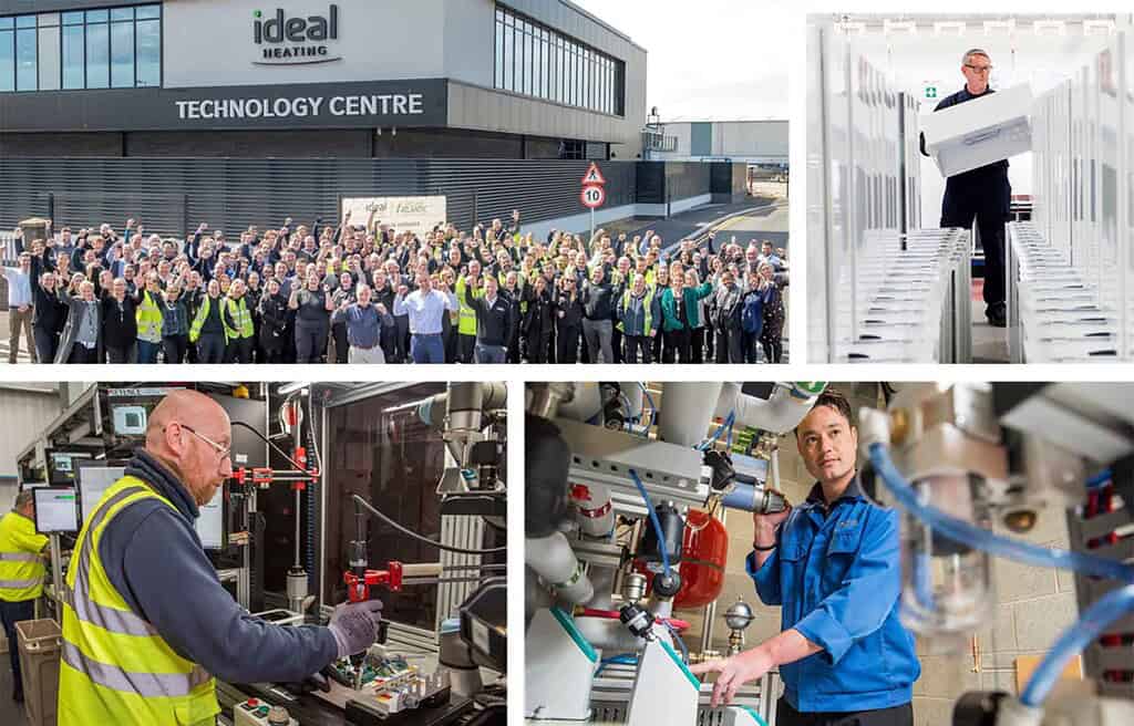 Ideal Heating team celebrating King's Award for excellence in heating solutions.