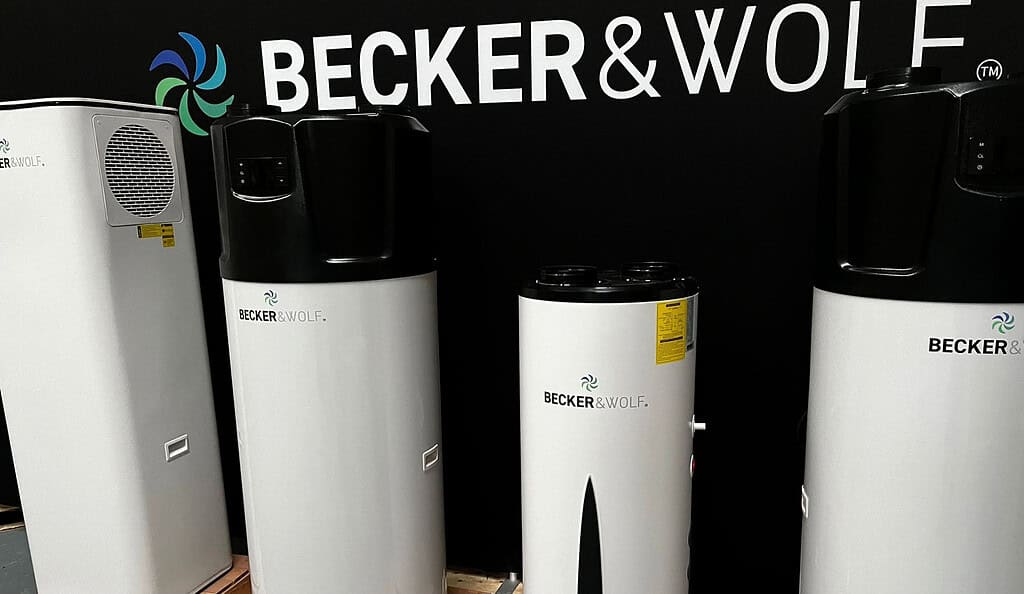 Modern Becker & WOLF heat pump units showcased at Heat Pump News event.