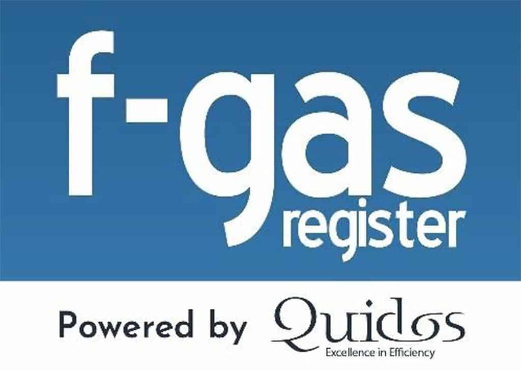 F-Gas Register logo for refrigerant compliance and training.