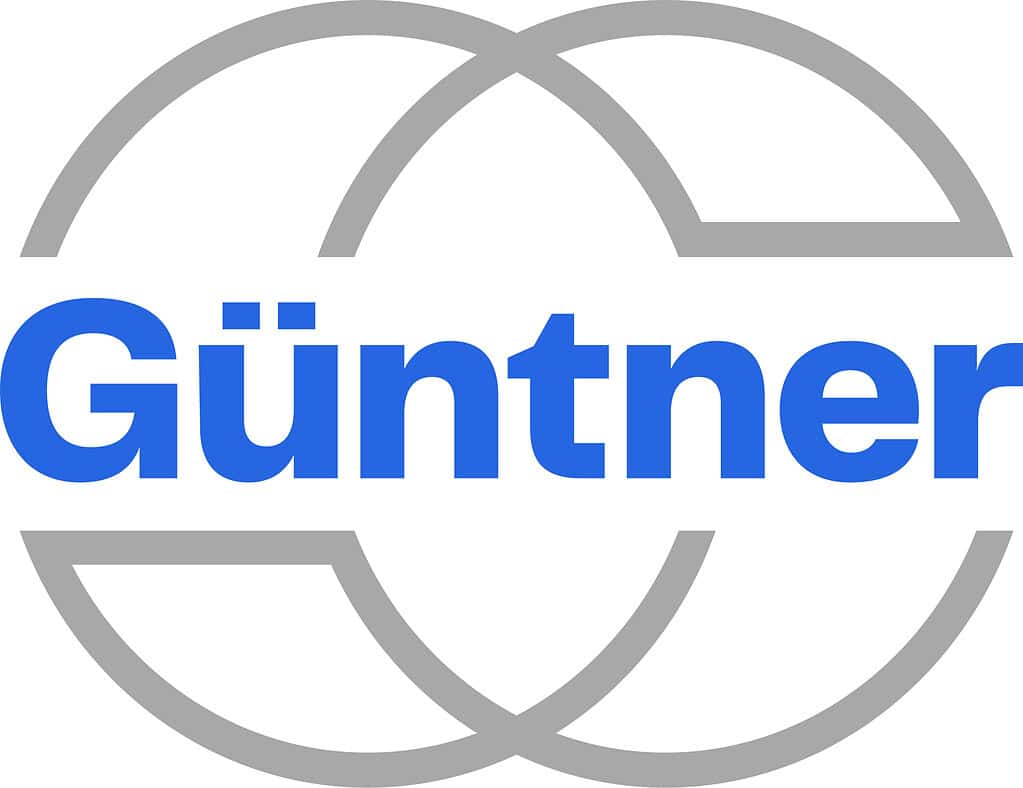 Güntner logo with grey interconnected circles, heat pump news focus.