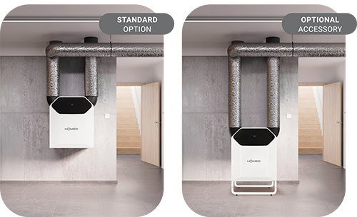 Comparison of standard and optional heat recovery ventilation system accessories.