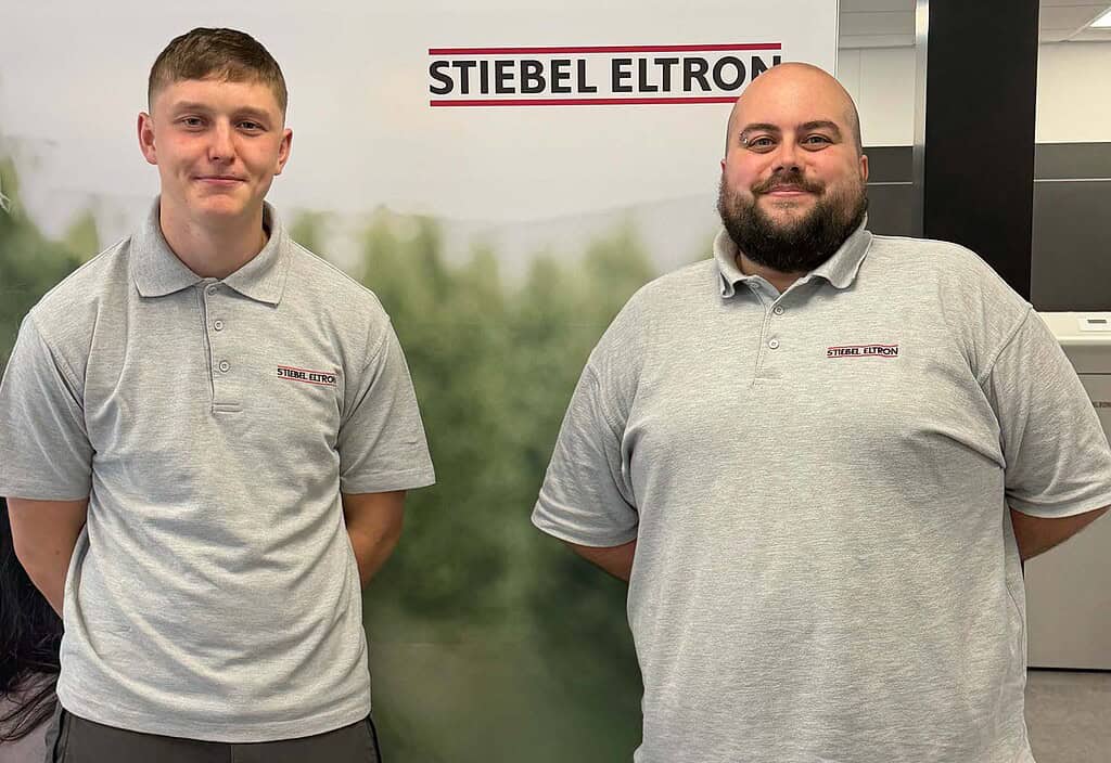 Image shows Jacob Ebbrell and Kalvin Foulkes Stiebel Eltron UK.