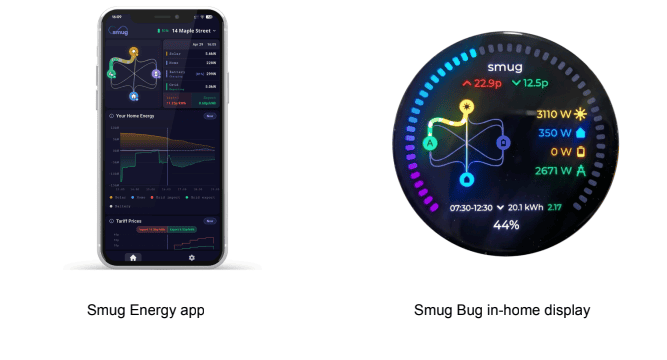 Real-time energy monitoring app on smartphone screen with graphs and data analysis.