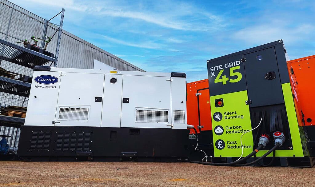Carrier rental generator with site grid 45 for sustainable energy solutions.