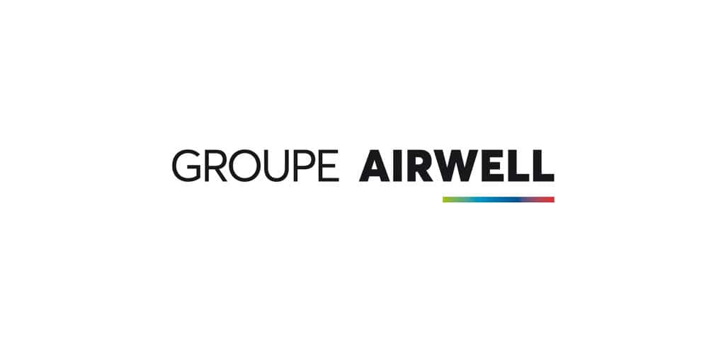 Airwell logo with colourful line, representing heat pump technology.