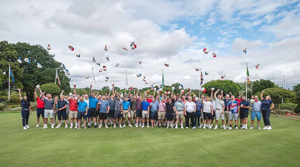 Image shows players and guests celebrating another successful Clivet golf day at The Belfry