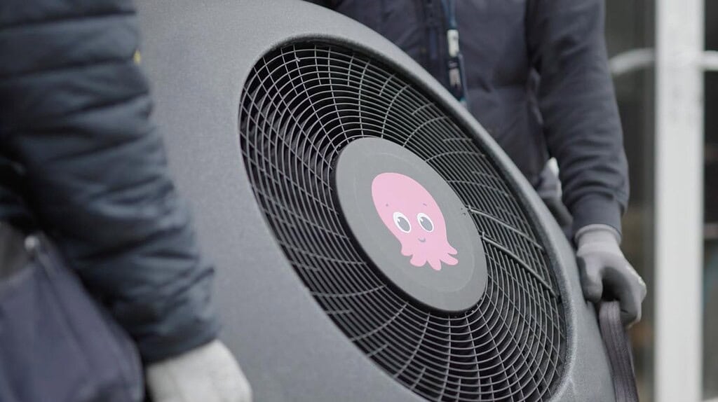 Image shows a unit from Octop, which has recorded record heat pump sales