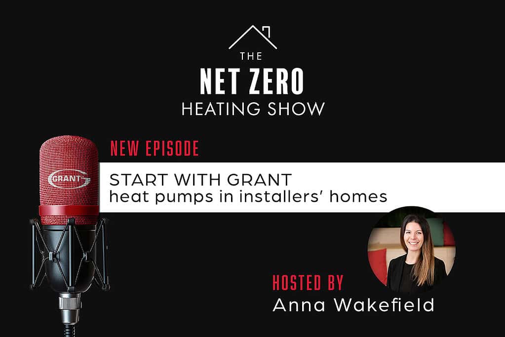 Podcast cover for Heat Pump News featuring Grant and Anna Wakefield.