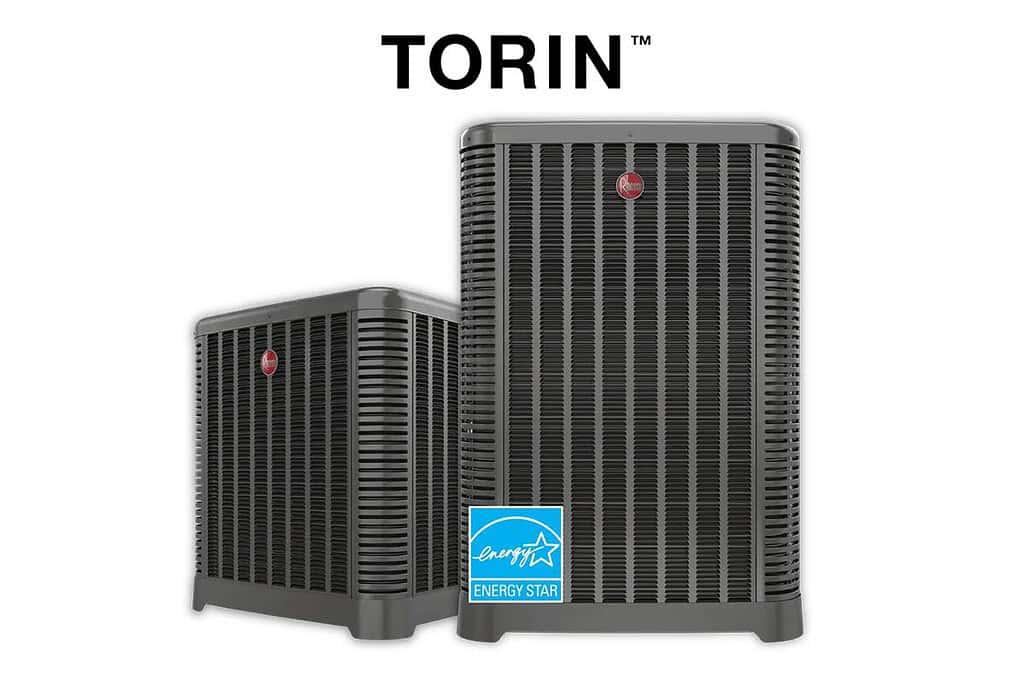 Two Torin commercial heat pump water heaters with ENERGY STAR label.