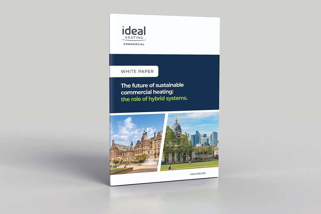 White paper cover on sustainable commercial heating and hybrid systems.