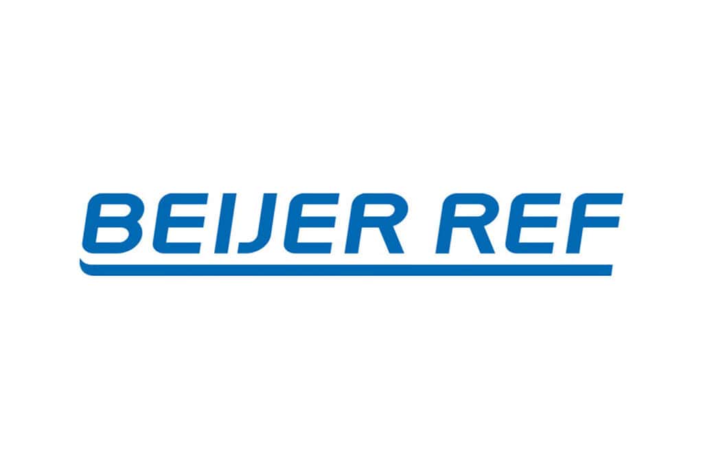 Beijer Ref logo on white background, blue wordmark with underline.