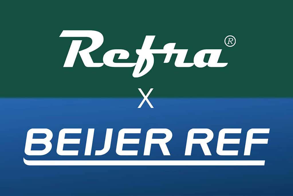 Refra and Beijer Ref logos for heat pump manufacturing collaboration.